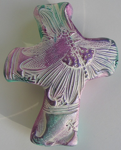 PURPLE & GREEN HAND CROSS
