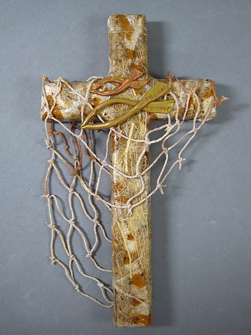 cast your nets themed wall cross