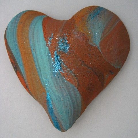 polymer clay hand held heart by Nancy Denmark