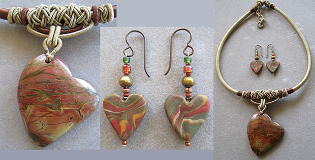 red creek jasper heart pendant on cord