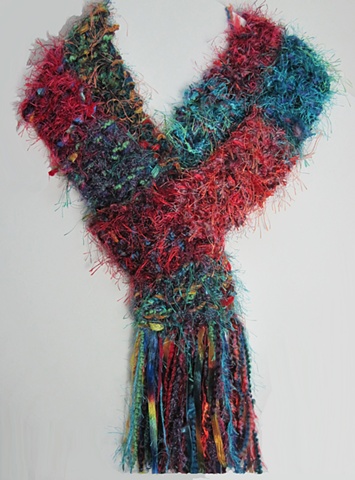colorful knitted art scarf