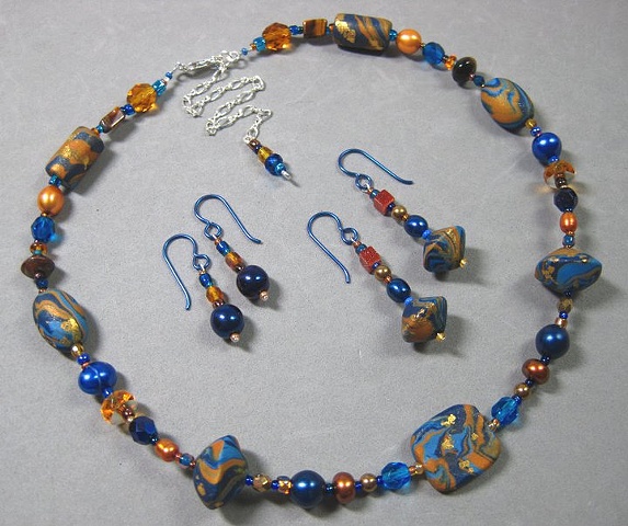 polymer clay beaded necklace
