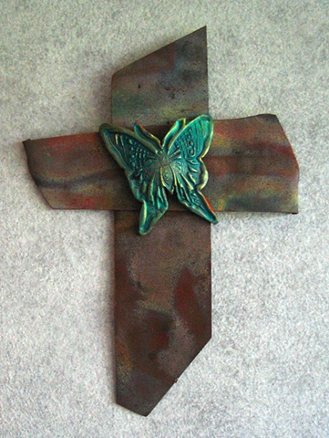 TEAL BUTTERFLY ON COPPER 3 (SOLD)