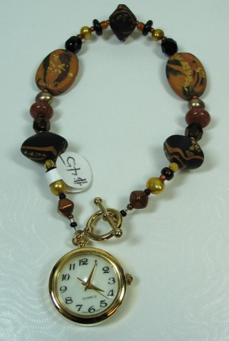 polymer clay beaded watch bracelet