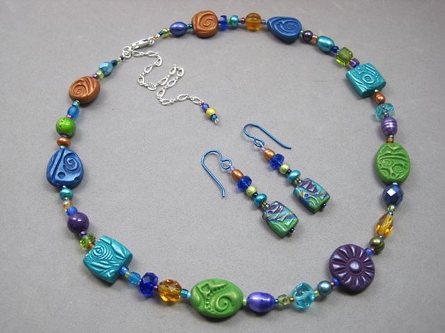 polymer clay beaded necklace