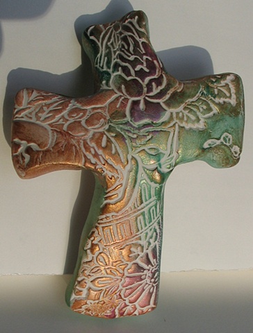 GOLD GREEN & PURPLE HAND CROSS