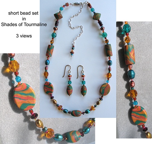 beaded necklace in shades of tourmaline