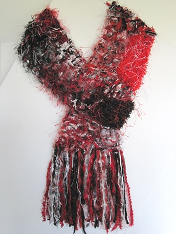 RED, BLACK & WHITE ART SCARF (SOLD)