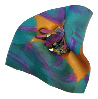 PURPLE, TEAL, GOLD CRYSTAL PIN 1