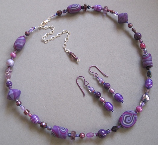 POLYMER CLAY BEADED NECKLACE SET