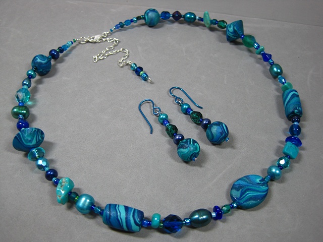 handmade polymer clay bead set by Nancy Denmark