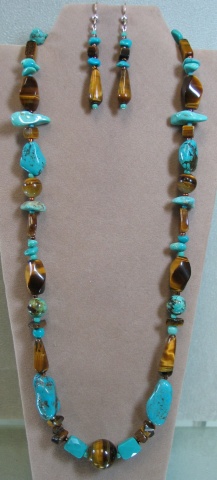 TURQUOISE & TIGEREYE BEAD STRAND (SOLD)