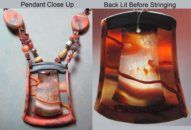 Condor Agate in polymer clay pendant