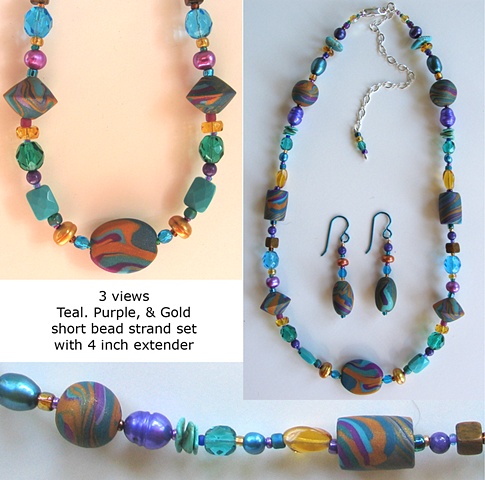 polymer clay beaded necklace