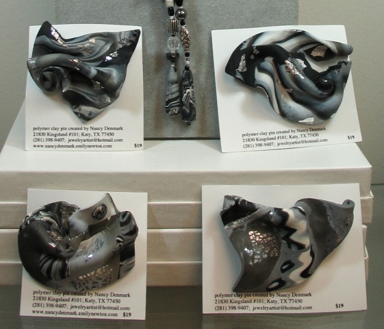 4 BLACK, WHITE, SILVER PINS