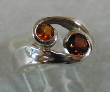 GARNET W/ CITRINE IN STERLING RING