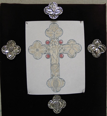 PECTORAL CROSS DRAWING WITH QUATREFOIL PENDANTS