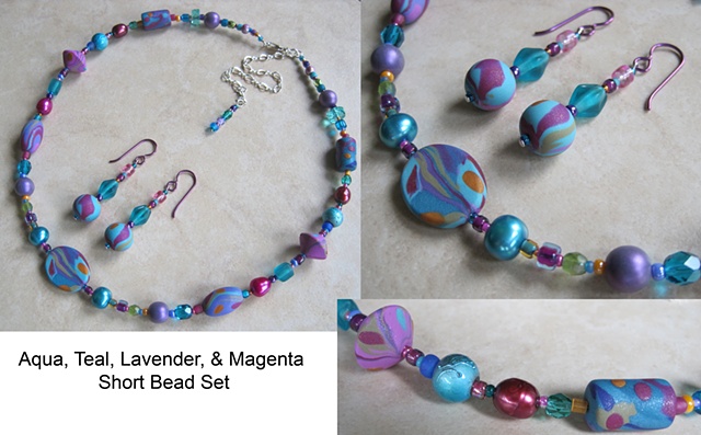 polymer clay bead necklace & earring set