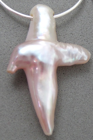 freshwater pearl cross on delicate snake chain