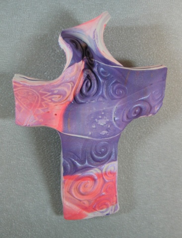 PEACH PURPLE HAND HELD CROSS 1