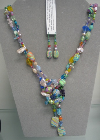 beaded lariat in bright pastels