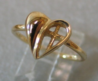 HR6  OPEN HEART WITH CROSS RING