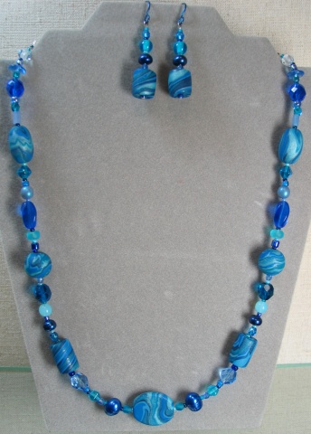 cool blue polymer clay bead set