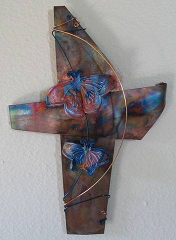2 BUTTERFLIES/ BLUE ORANGE