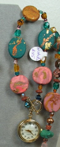 polymer clay beaded watch bracelet