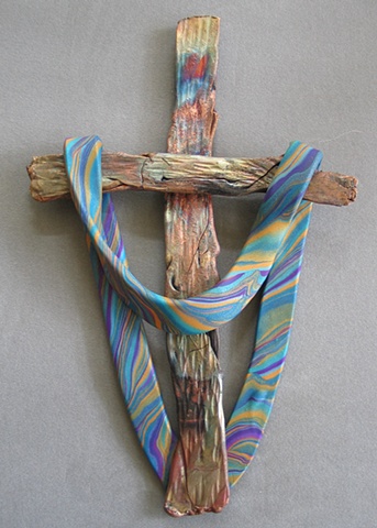 SHROUDED CROSS W/ PURPLE, BLUE, & GOLD