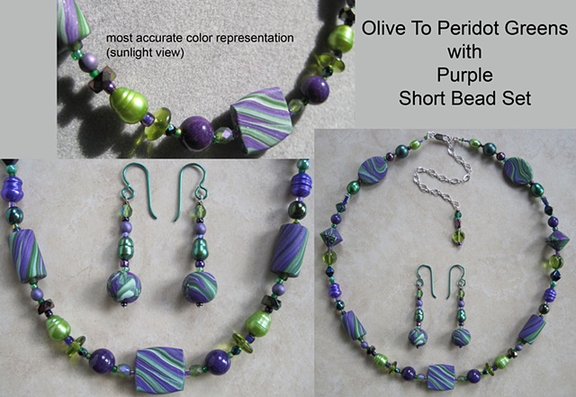 polymer clay beaded necklace earring set