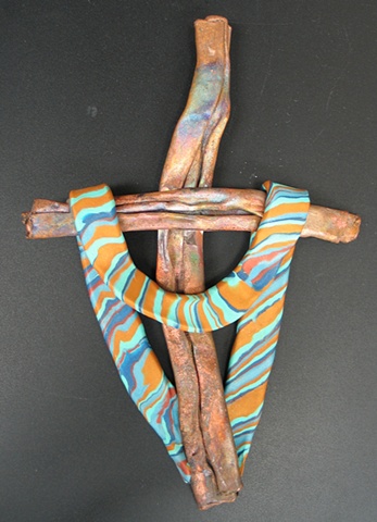 SHROUDED CROSS  gold & turquoise