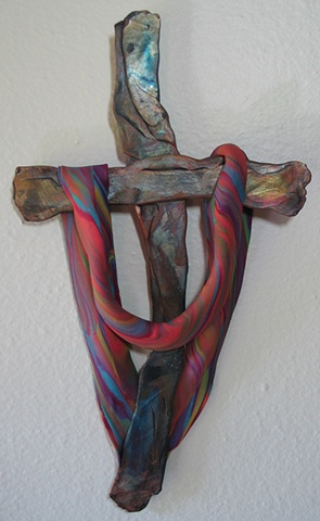ROSE, CORAL, BLUE, SHROUDED CROSS