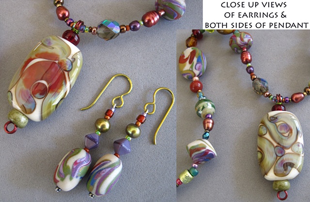 glass pendant on beaded necklace