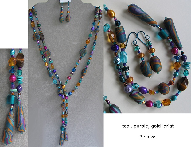 TEAL, PURPLE, & GOLD LARIAT SET
(SOLD)