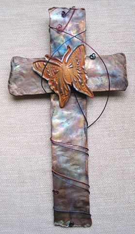 BLUE PATINAS W/ SINGLE BUTTERFLY