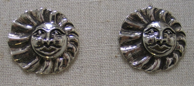 STERLING SUN FACE FRENCH WIRE EARRINGS