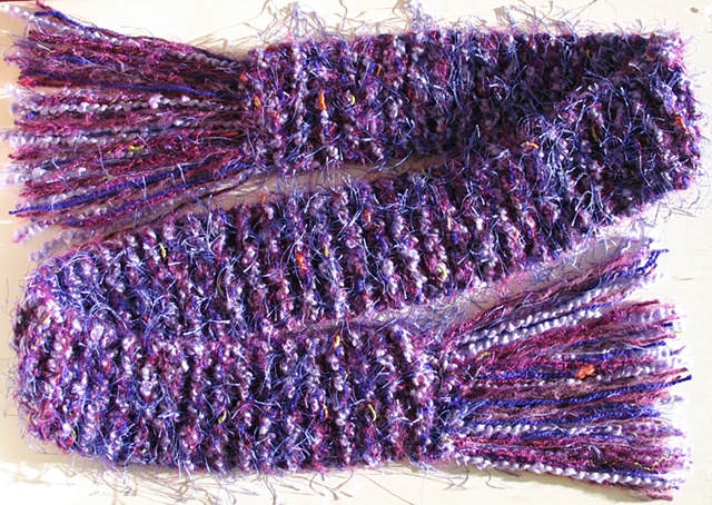 purple hand knit scarf