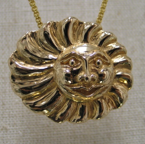 14K GOLD SUN FACE PENDANT