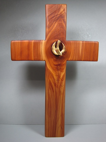 descending dove on cedar cross