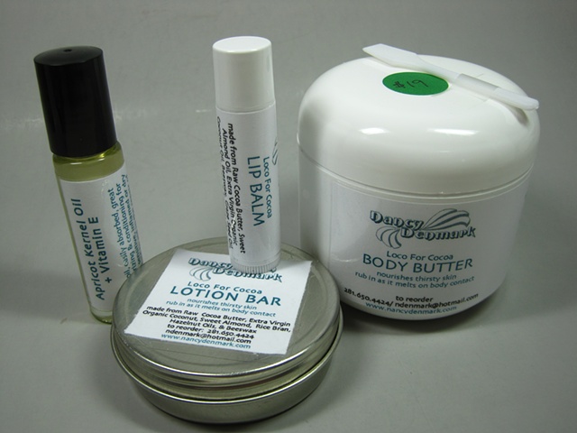 handcrafted all natural lotion bar, body butter, oil, lip balm set