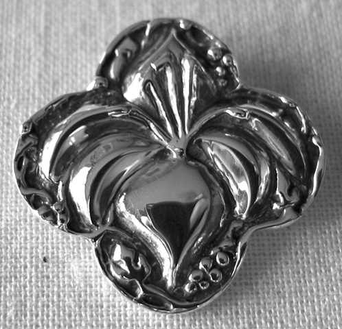 sterling silver quatrefoil pendant with lily design by Nancy Denmark
