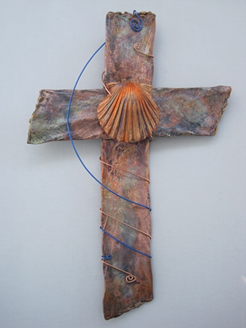 copper wall cross with polymer shell
