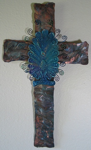 CLAY PEACOCK ON COPPER