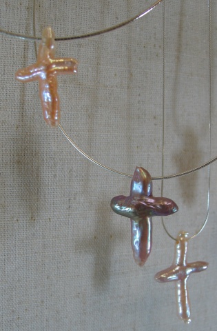PEARL CROSSES ON CHAIN
