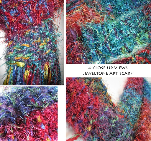 colorful knitted art scarf