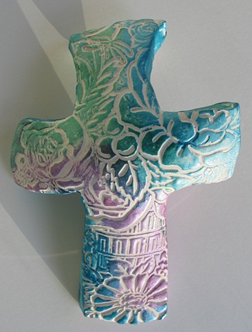 TEAL & TURQUOISE HAND CROSS
