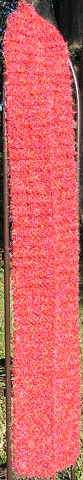 O_RED SCARF OR STOLE W/ RAINBOW FLECKS OF COLOR
FULL VIEW