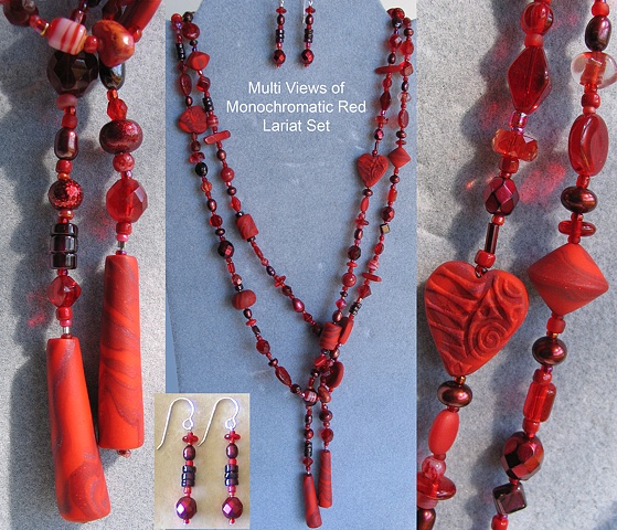 polymer clay beaded lariat necklace set