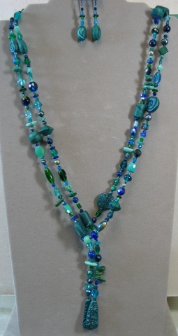 MONOCHROMATIC TEAL LARIAT